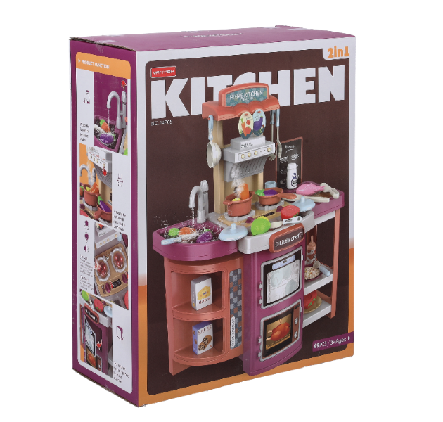 مطبخ تخيلي مزود بالأضواء والأصوات، يشمل 49 قطعة من ملحقات الطهي، هدية مثالية للبنات والأولاد الصغار