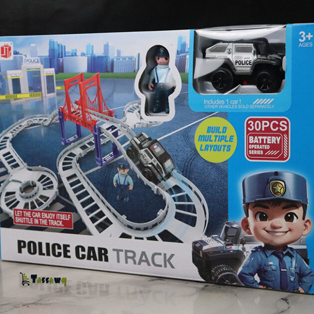 مجموعة ألعاب مسار السكك الحديدية للشرطة بسيارة حديد