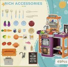 مطبخ تخيلي مزود بالأضواء والأصوات، يشمل 49 قطعة من ملحقات الطهي، هدية مثالية للبنات والأولاد الصغار - الصورة 5