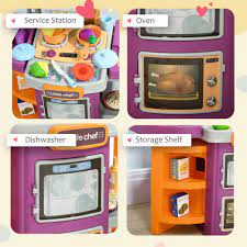 مطبخ تخيلي مزود بالأضواء والأصوات، يشمل 49 قطعة من ملحقات الطهي، هدية مثالية للبنات والأولاد الصغار - الصورة 9