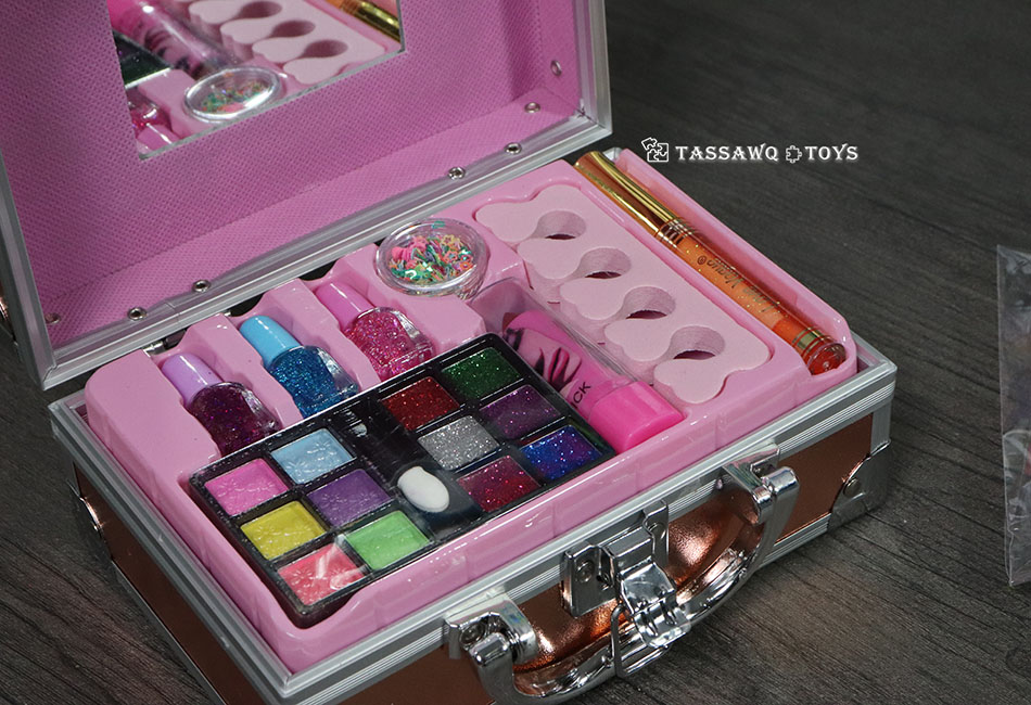 حقيبة مكياج الأطفال المتكاملة مع مرآة – مجموعة تجميل آمنة وممتعة للبنات - الصورة 5
