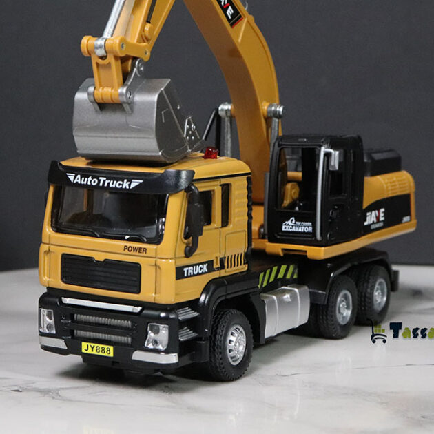 🚧 مجسم شاحنة مع حفّارة معدنية JIAYE – تفاصيل واقعية ومتعة لا تنتهي