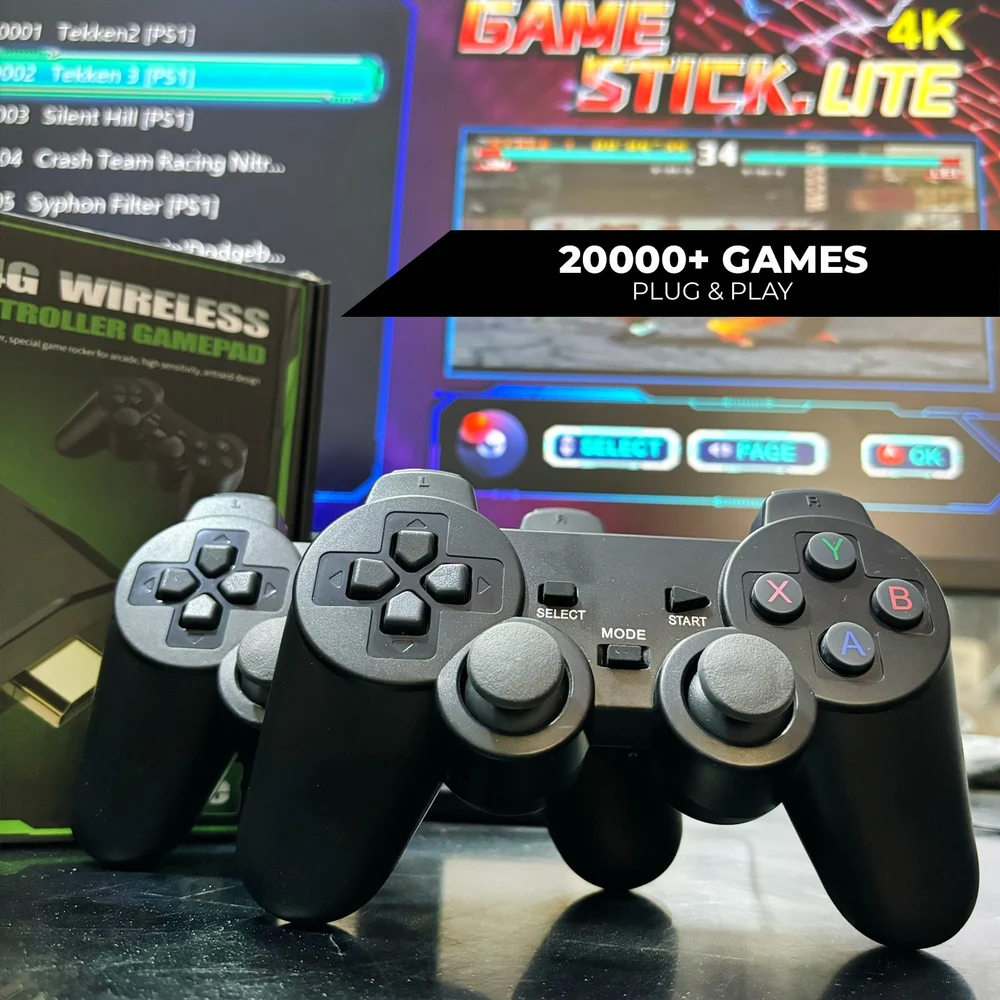 2.4g Wireless Controller 4K HD Game Stick Lite With Gamepad Built-in 20000+ Games - الصورة 3