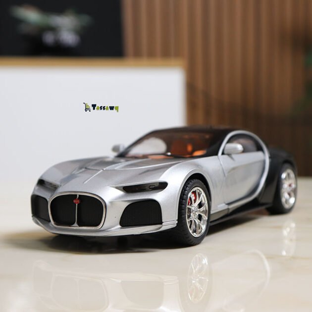 Miniature Bugatti Tourbillon Argent et Noir – Voiture de Luxe Sportive